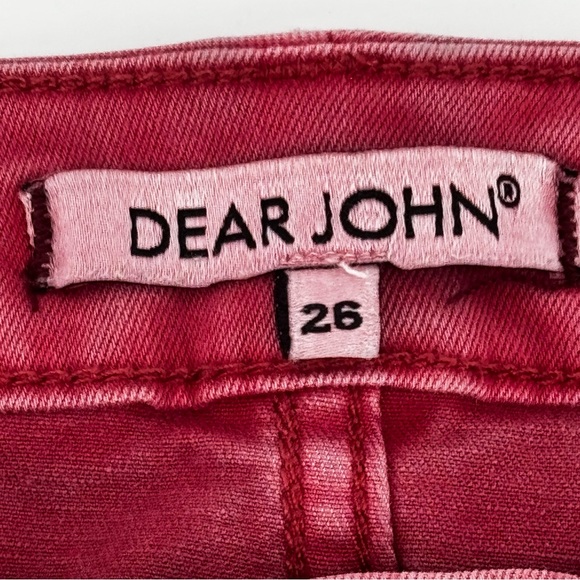 Dear John Womens Red Straight Leg‎ Frayed Ankle Jeans Size 26 - Picture 9 of 11